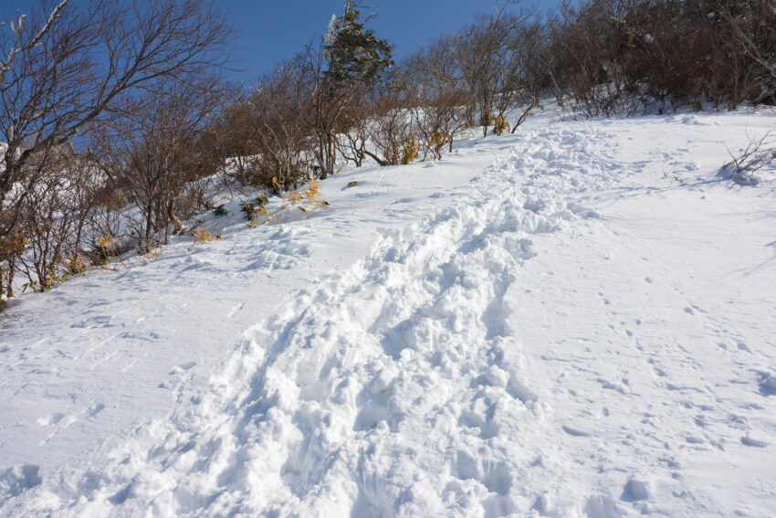 冬の上州武尊山の登山道
