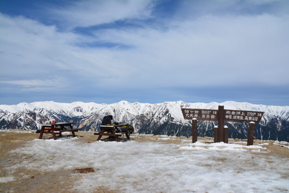 春（残雪期）の燕山荘から眺める裏銀山の山々