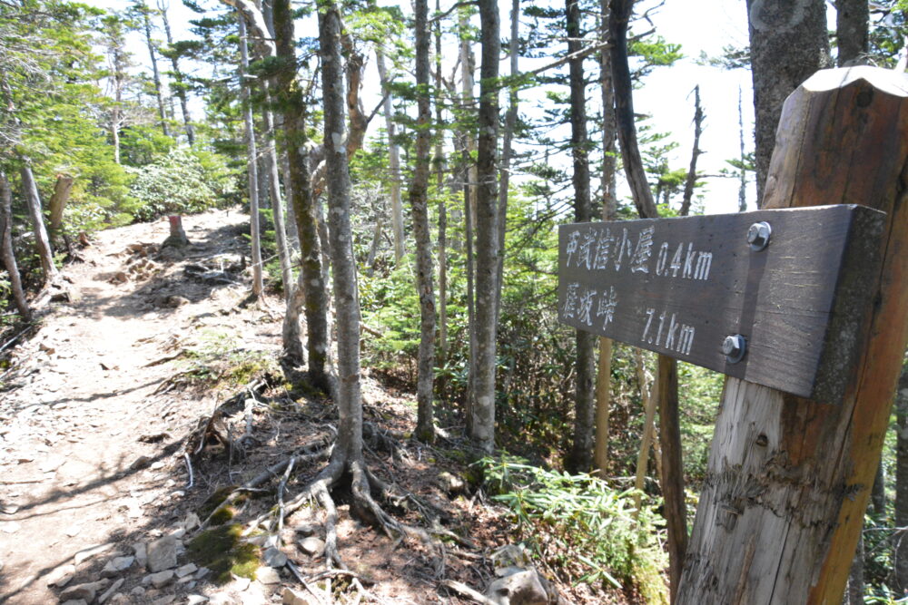 甲武信ヶ岳の登山道と登山標識