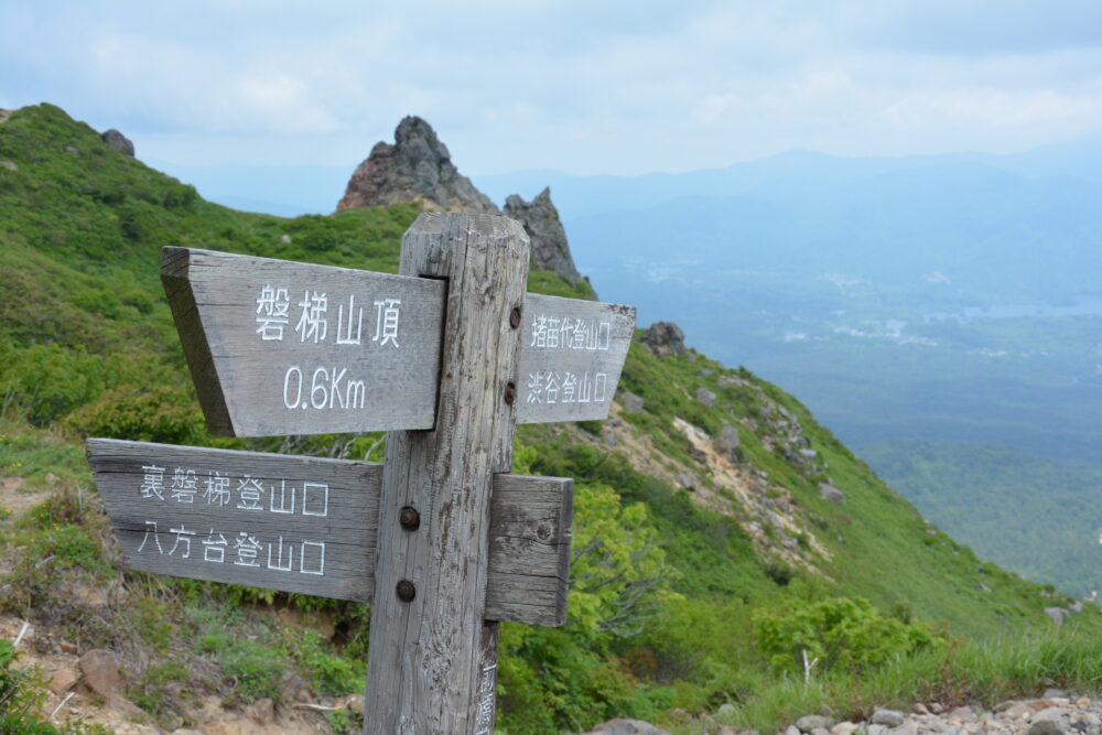 磐梯山の登山標識
