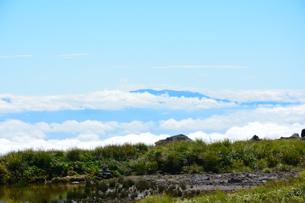 月山山頂から見る雲海と蔵王山