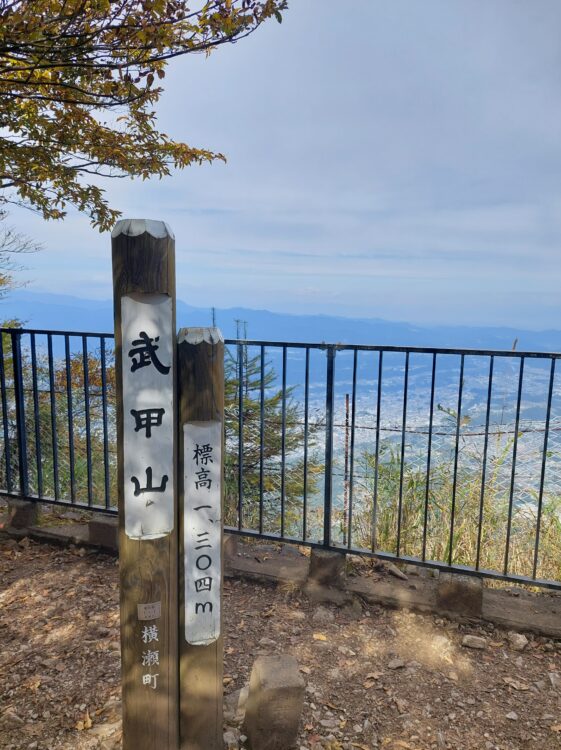 武甲山の山頂標識