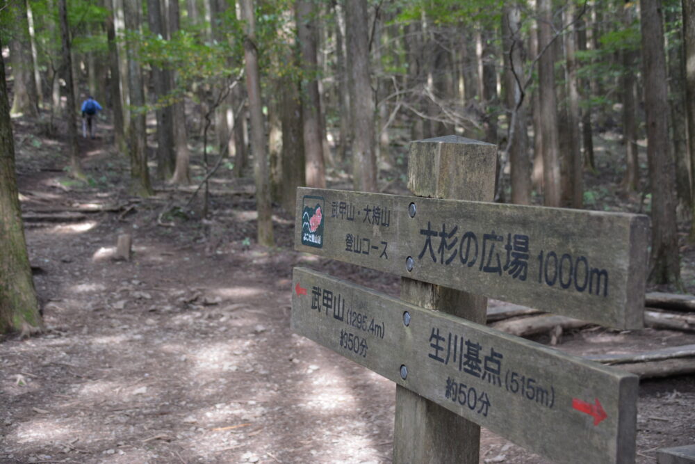 武甲山登山道の登山標識