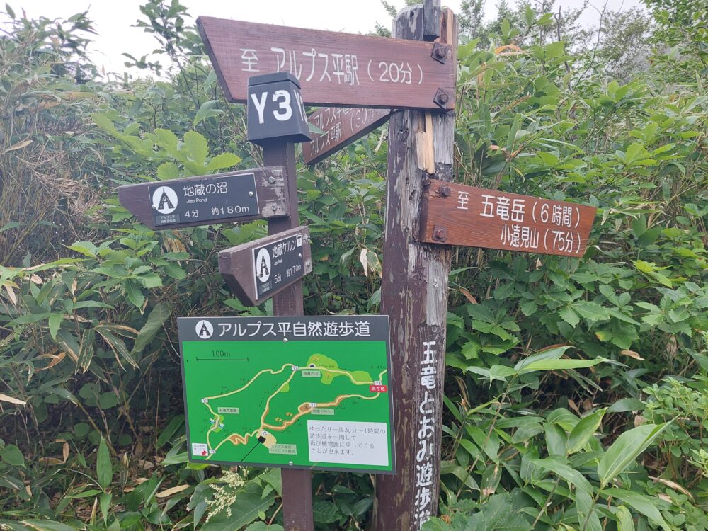 アルプス平自然遊歩道の看板