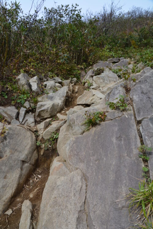 雨飾山の登山道