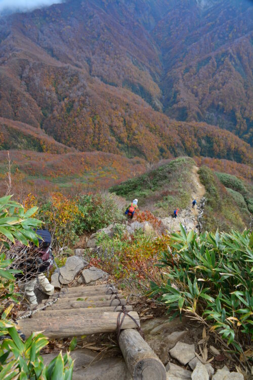 雨飾山の登山道