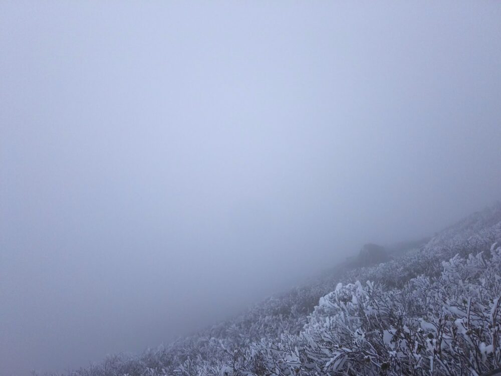 視界ゼロの岩木山