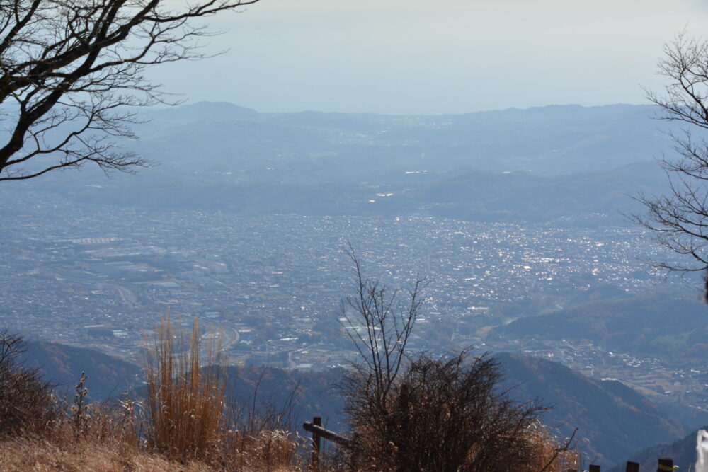 鍋割山の山頂から見た秦野市内