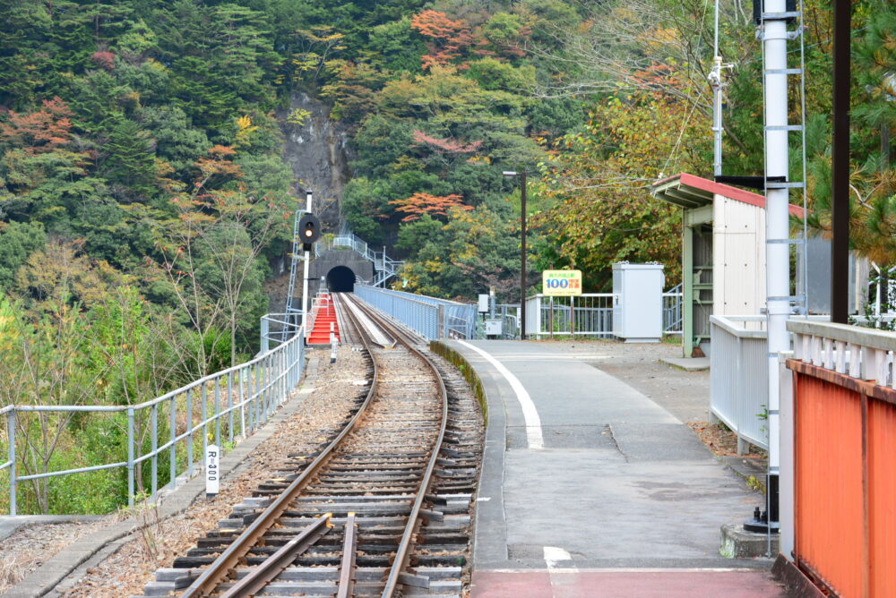 奥大井湖上駅のホーム