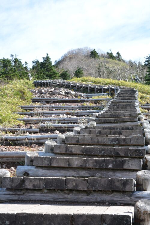 四阿山山頂直下の階段