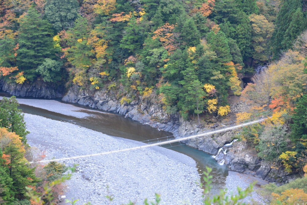 寸又峡の紅葉と吊り橋