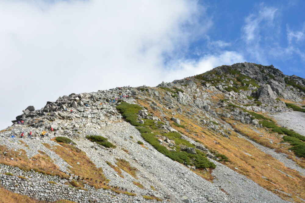 立山の登山道と青空