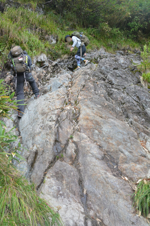 白馬鑓ヶ岳から白馬鑓温泉への登山道