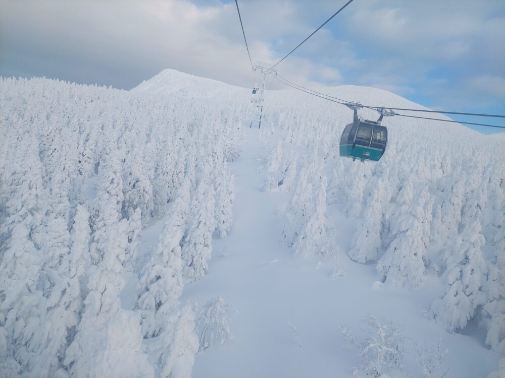 積雪期の蔵王山ロープウェイから見る樹氷