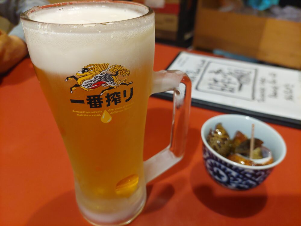 妙高の食事処・日本亭の生ビール