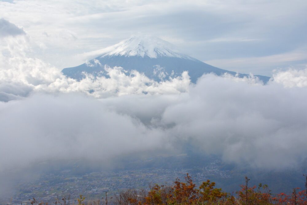 杓子山山頂から眺める富士山