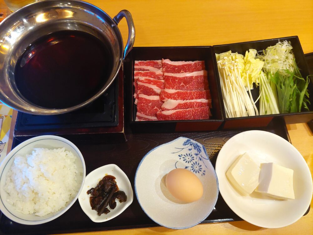 万葉の湯（万葉倶楽部）秦野店の夕食（すき焼き）