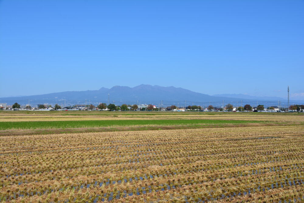 前橋の田園地帯から望む赤城山の全景