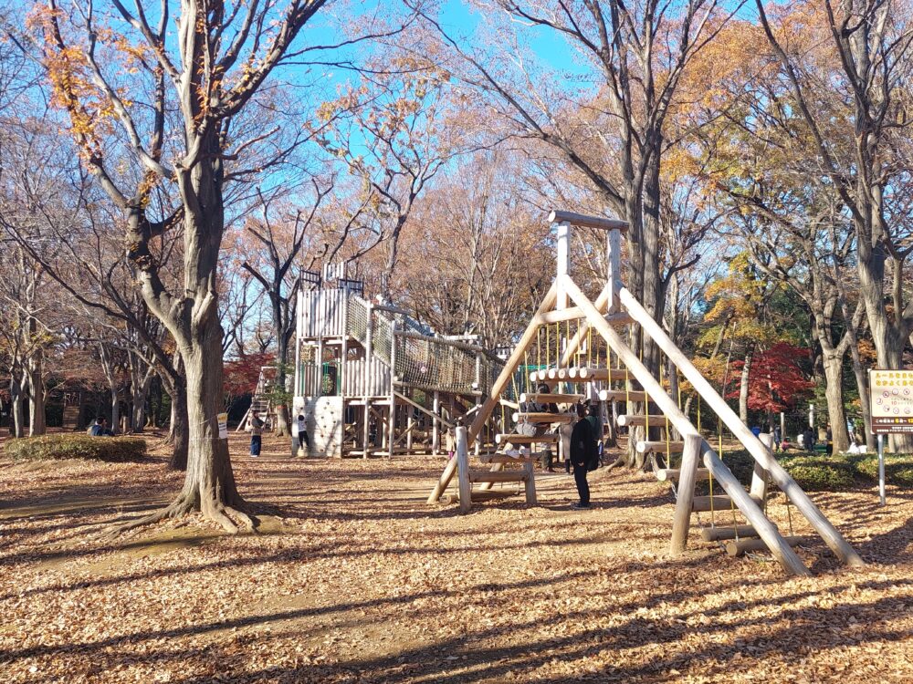 晩秋・初冬の内牧公園・アスレチック広場の風景