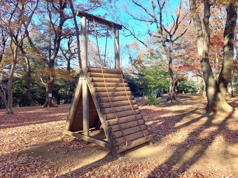 内牧公園・アスレチック広場のアスレチック遊具（わんぱくスロープ）