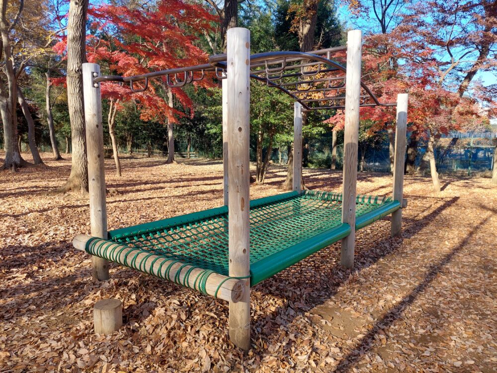 内牧公園・アスレチック広場のアスレチック遊具（うんてい）