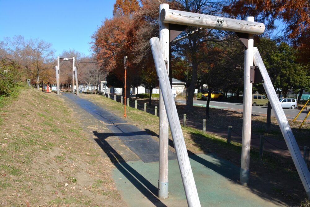 みさと公園のロープウェイ（ターザンロープ）