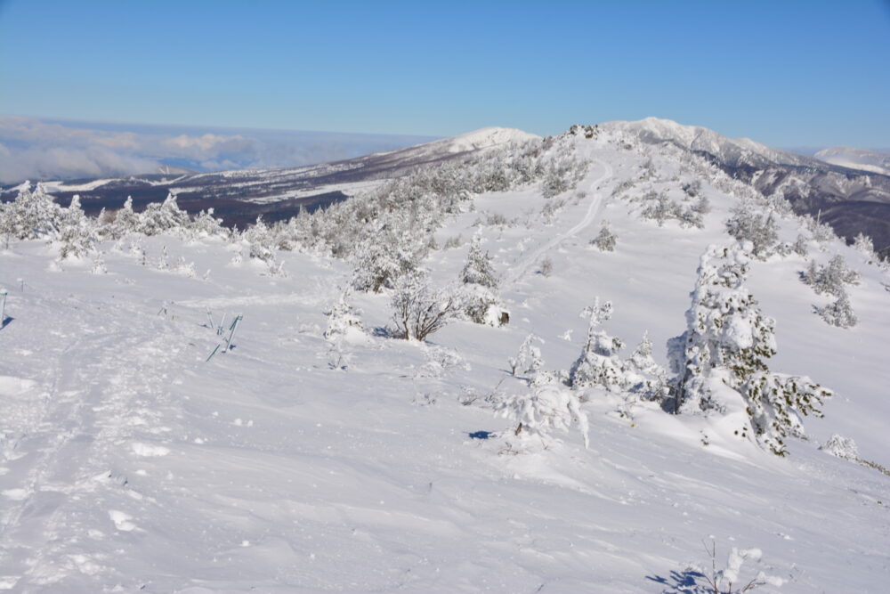 湯ノ丸山山頂（南峰）から見た北峰