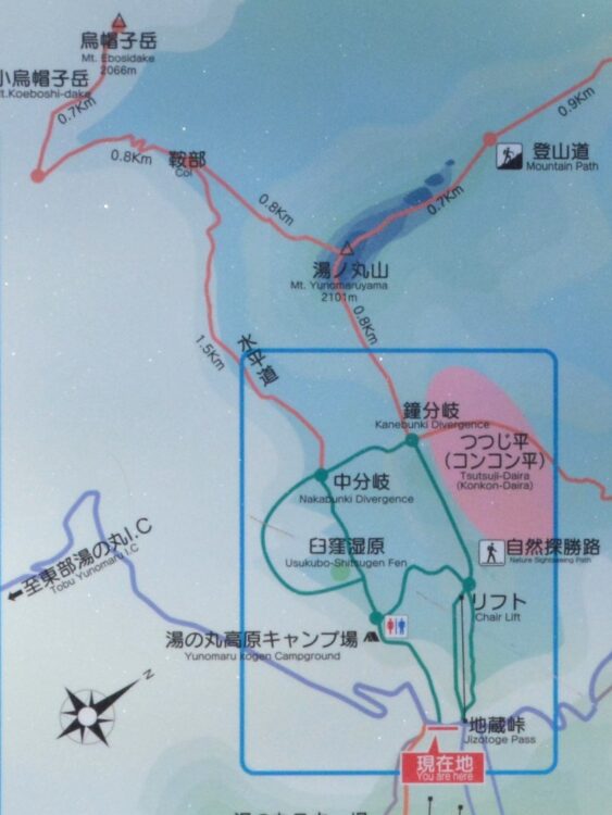 湯の丸高原の地図のズーム