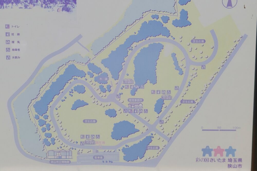 狭山稲荷山公園の園内マップ