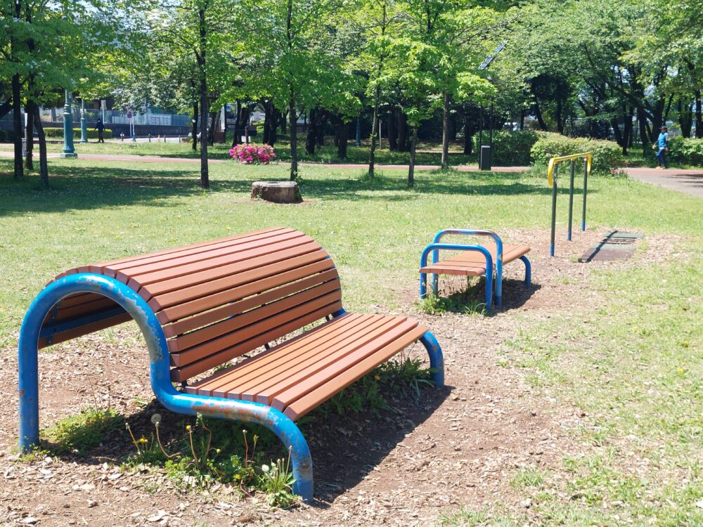彩の森入間公園のバーベキューガーデン付近に設置されている健康遊具