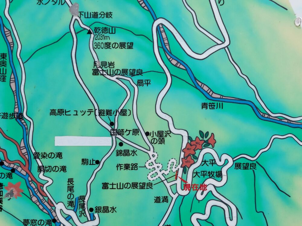 乾徳山の登山口にあった登山マップ