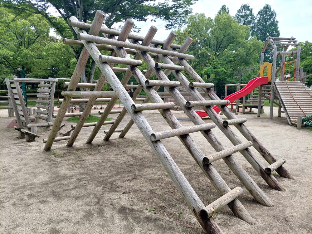 レジデンシャルパークSHOWA(庄和総合公園)の木製フィールドアスレチック遊具