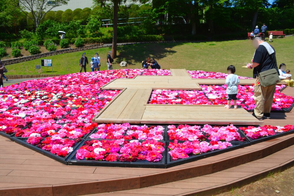 東松山ぼたん園の巨大花手水