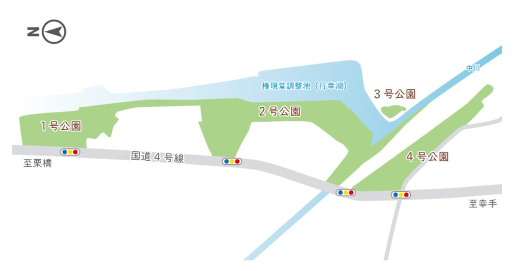 権現堂公園の配置図