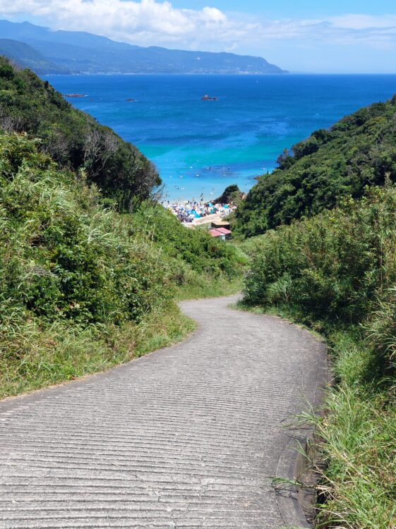 下田・九十浜海水浴場へ向かう坂道
