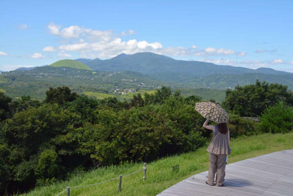 小室山山頂から見た大室山と天城山