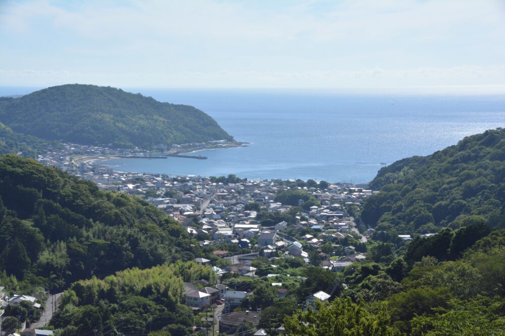 ウィスタリアンライフクラブ宇佐美から眺めた宇佐美の集落と海