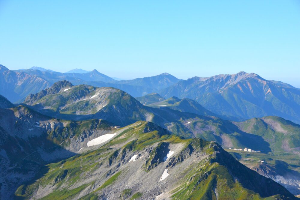 剱岳山頂から見る北アルプス最深部