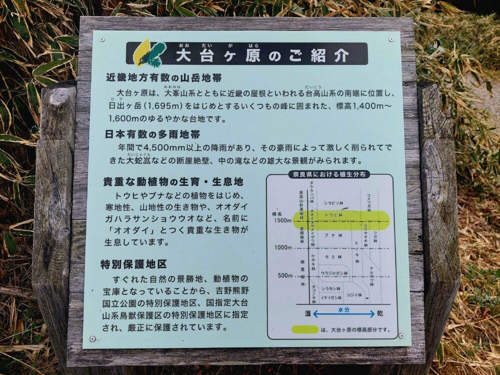 大台ヶ原ビジターセンターの登山口にある大台ヶ原のご紹介