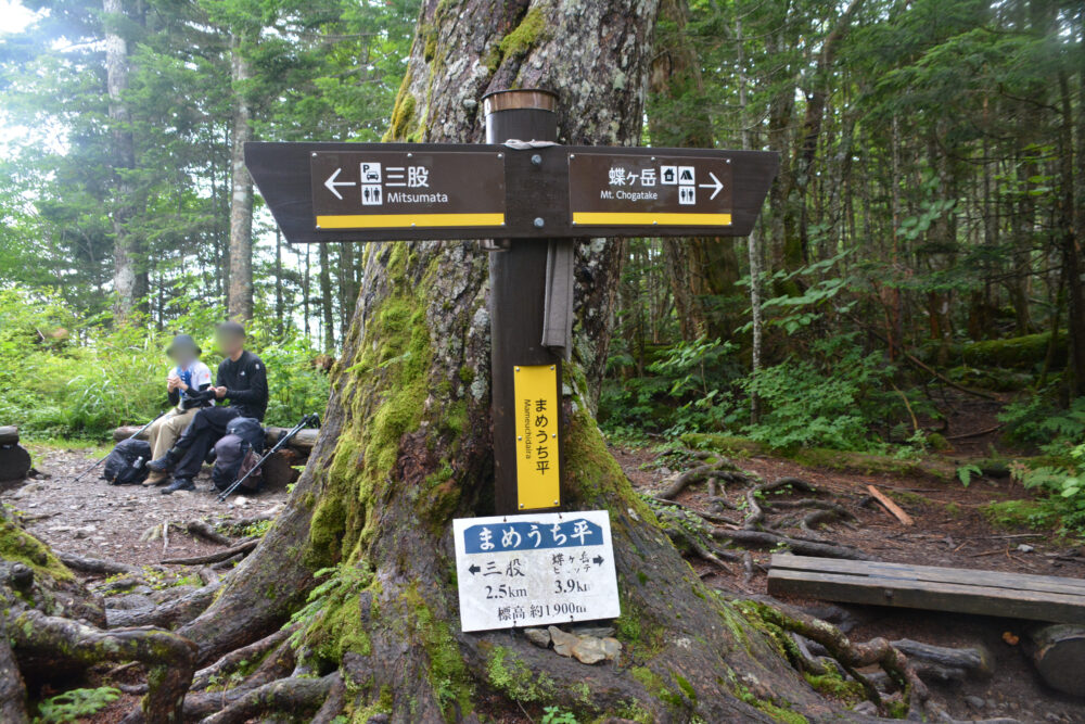 蝶ヶ岳の登山道にあるまめうち平
