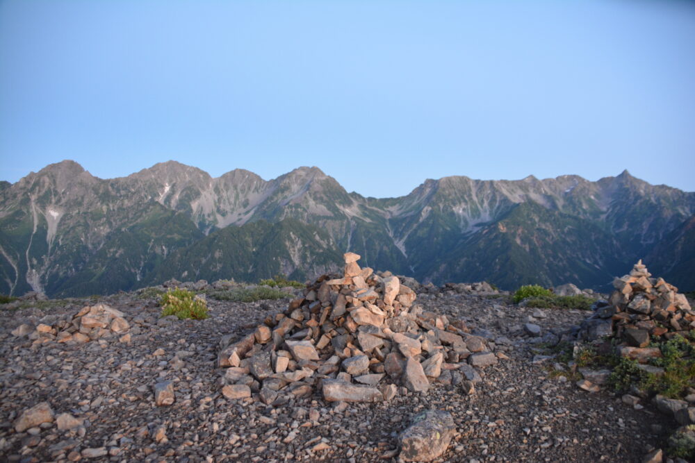 蝶ヶ岳から見た槍・穂高の山並み