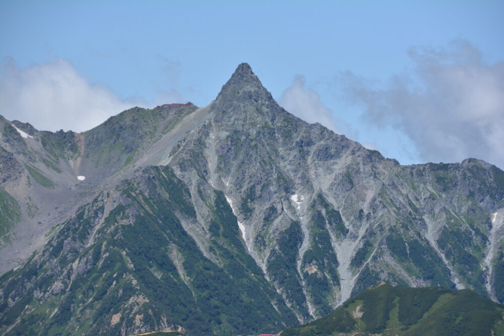 常念岳山頂から見た槍ヶ岳の穂先