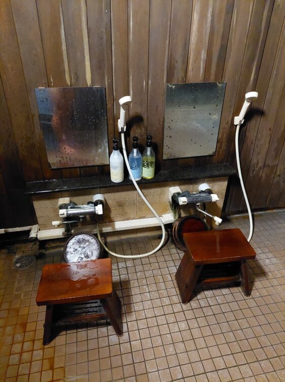 鳴子温泉郷 中山平温泉 うなぎ湯の宿 旬樹庵 琢ひでの長生の湯の洗い場