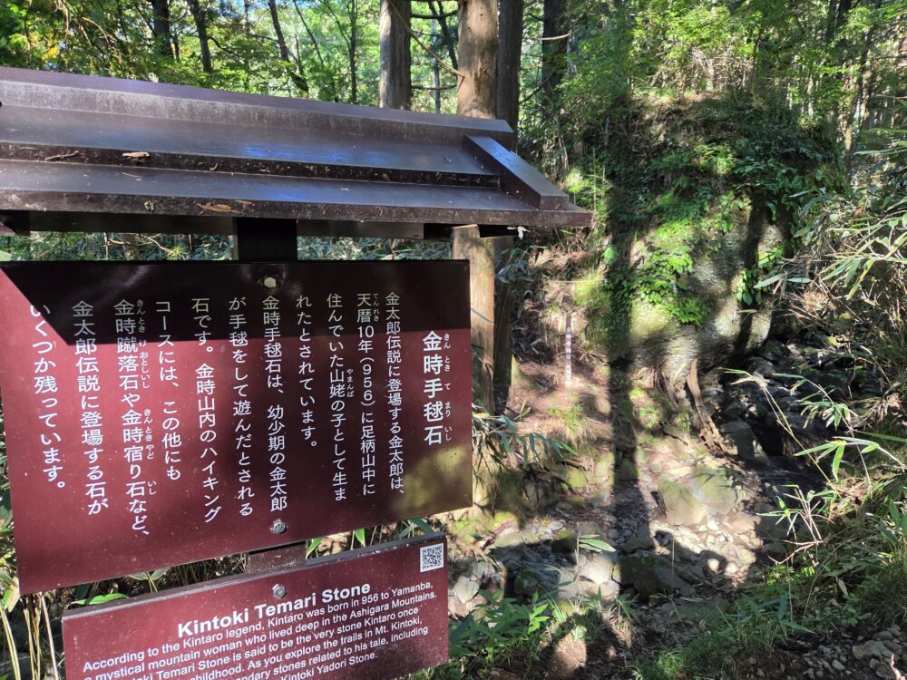 金時山の金時手毬石の案内書き