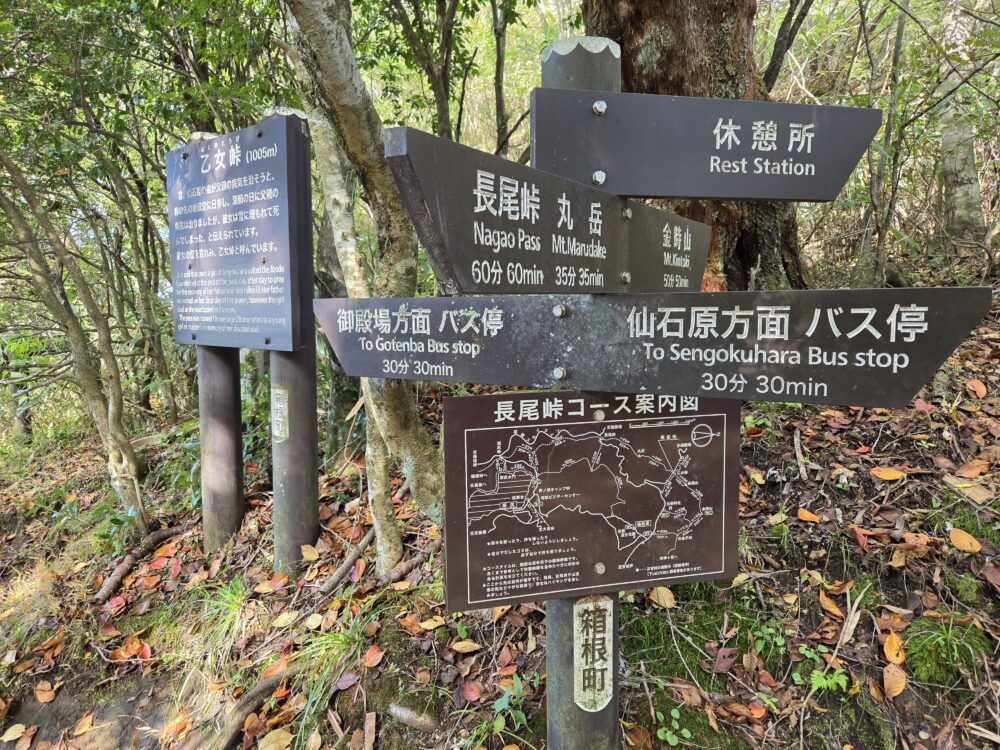 乙女峠の登山標識